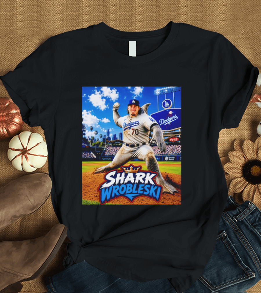 Shark Wrobleski Los Angeles Dodgers No 70 Iconic Baseball Player Fantasy T-Shirt