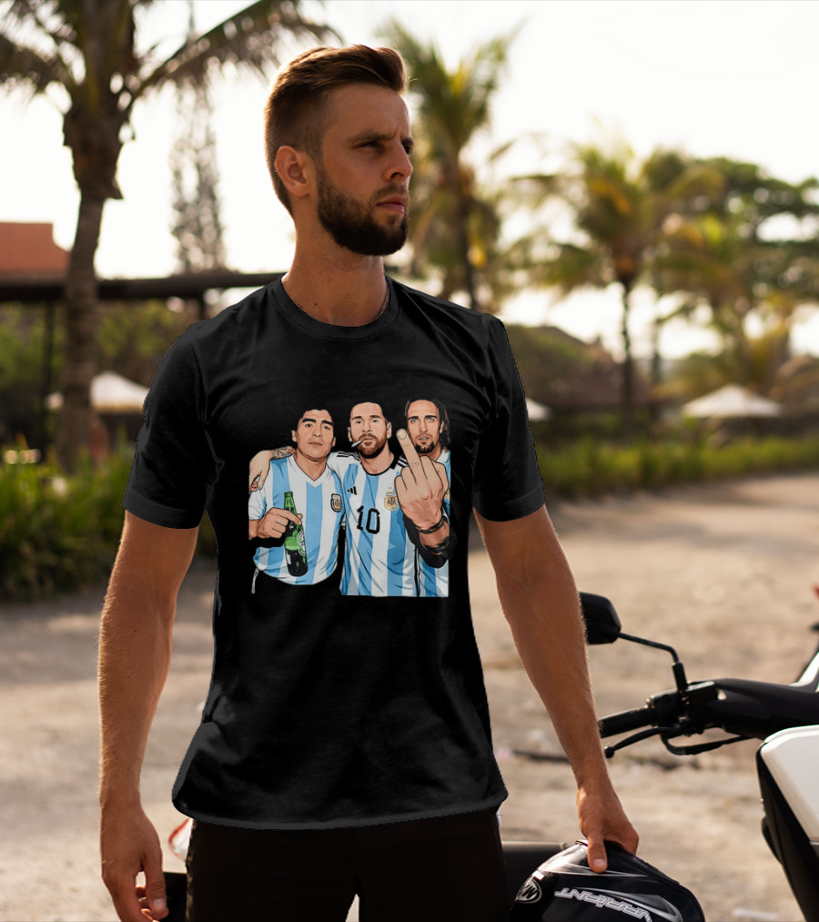 Messi Maradona Batistuta Argentina Football Legends T-Shirt