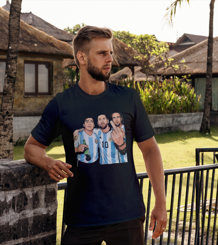 Messi Maradona Batistuta Argentina Football Legends T-Shirt