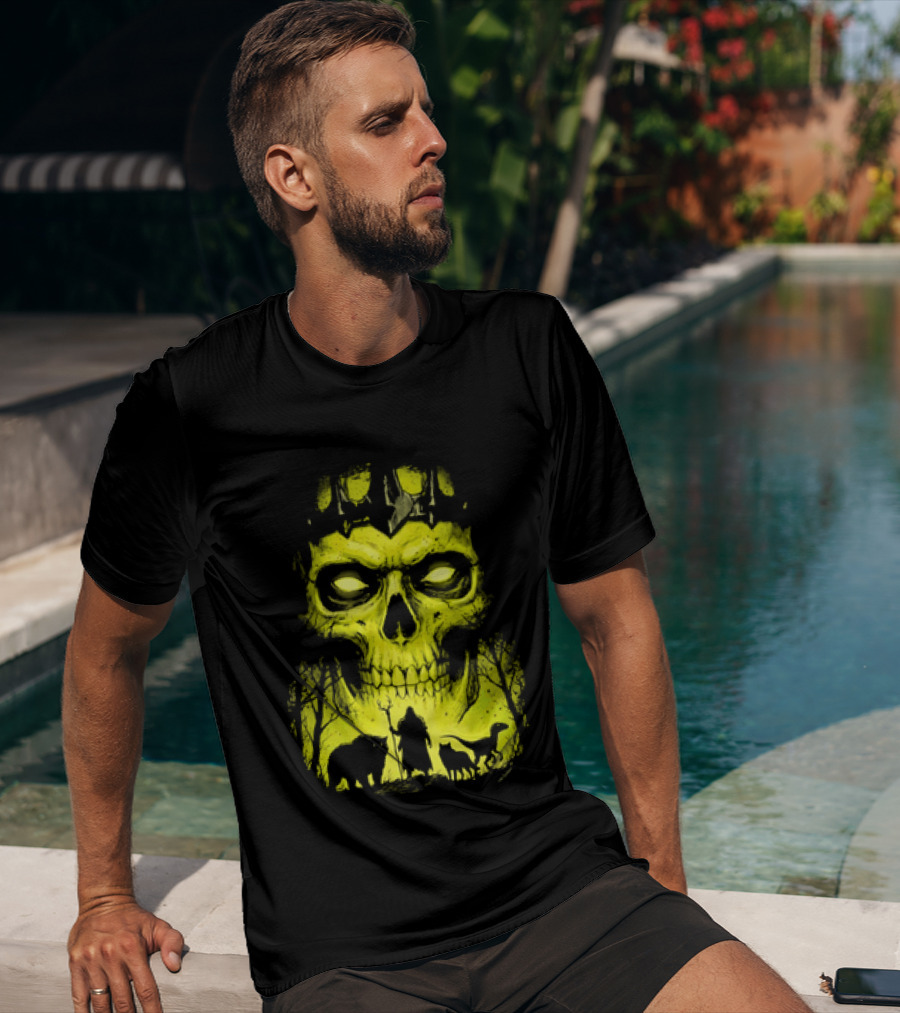 Lych Vs Druid Fantasy Dark Necromancer Skull T-Shirt