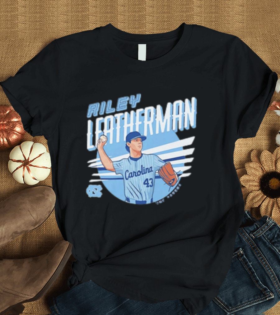 North Carolina Tar Heels Riley Leatherman Baseball Carolina 43 T-Shirt