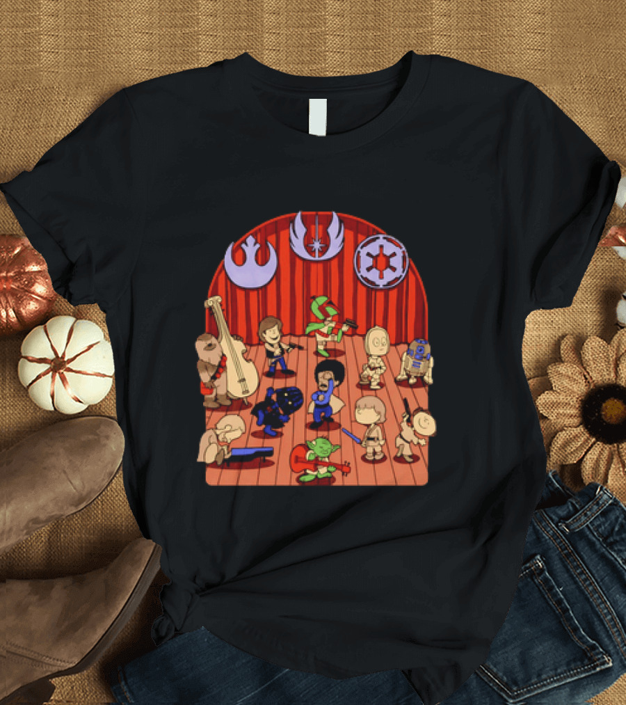 Star Wars Peanuts Characters Band With Iconic Symbols Mashup T-Shirt
