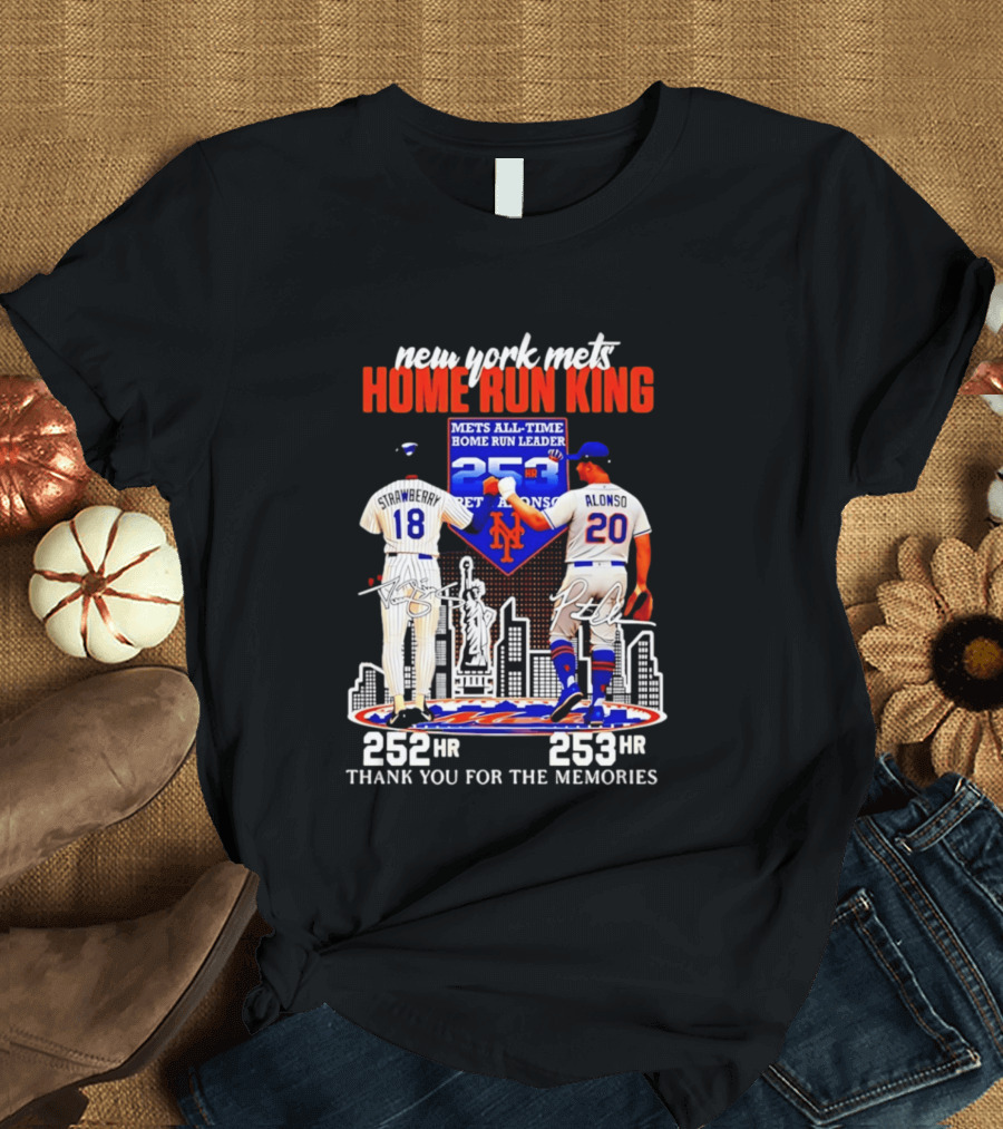 New York Mets Home Run King Celebration Darryl Strawberry And Pete Alonso Thank You For The Memories T-Shirt