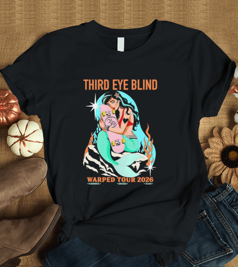 Third Eye Blind 2026 Warped Tour Mermaid Skater T-Shirt