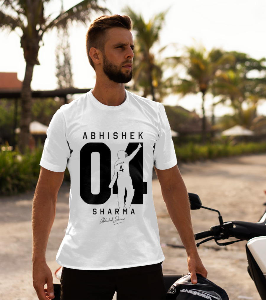 Abhishek Sharma 04 Indian Cricket Player Autograph T-Shirt