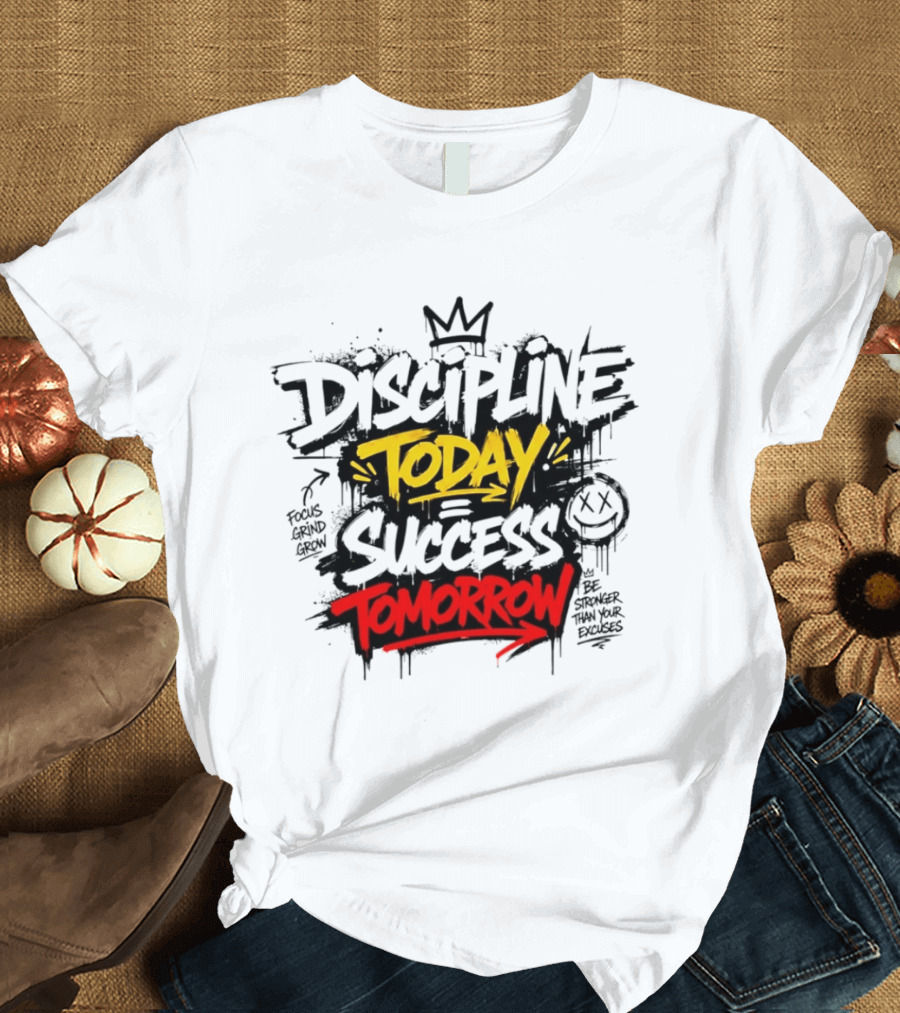 Discipline Today Success Tomorrow Motivational Graffiti T-Shirt
