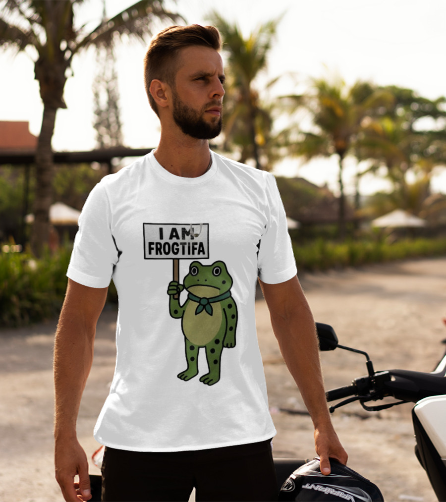I AM FROGTIFA Frog Holding Sign T-Shirt
