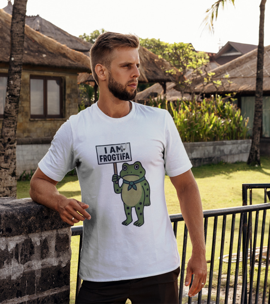 I AM FROGTIFA Frog Holding Sign T-Shirt