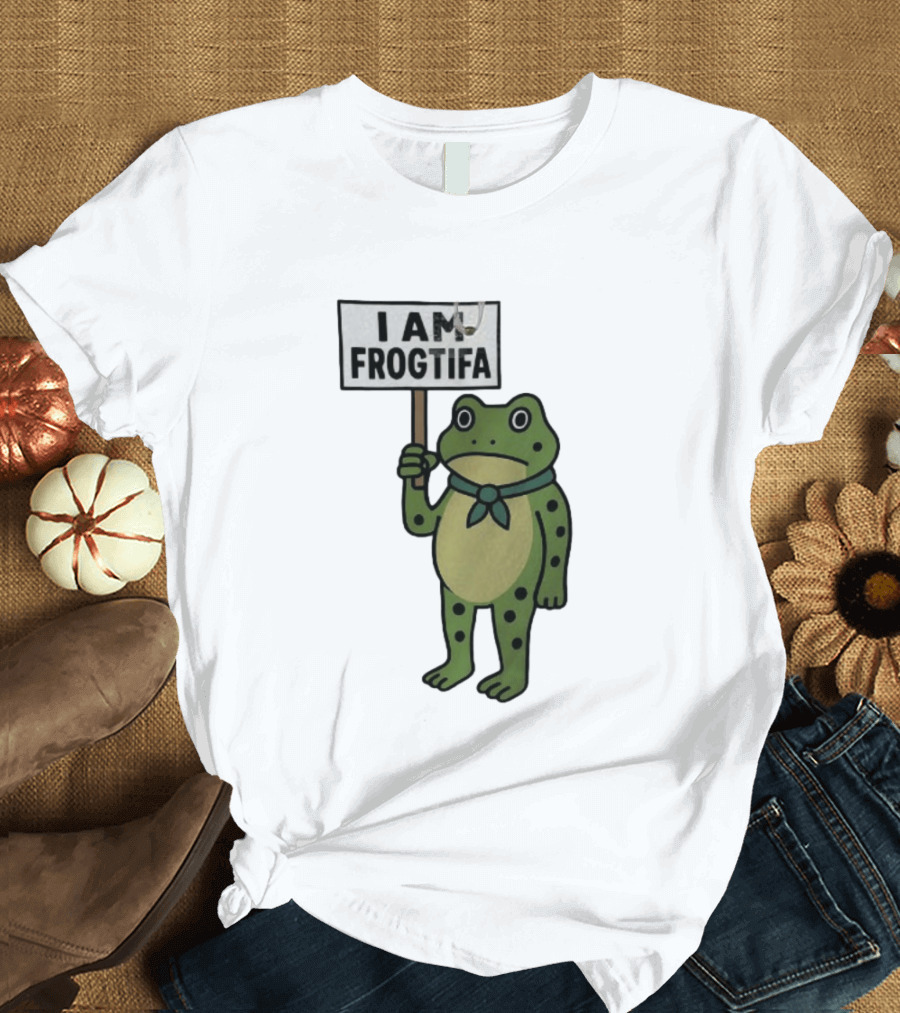 I AM FROGTIFA Frog Holding Sign T-Shirt
