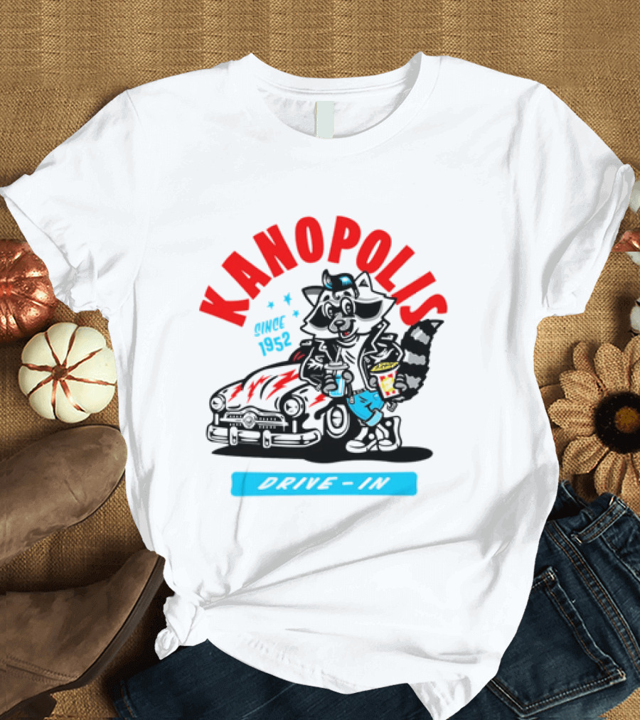 Kanopolis Drive In Since 1952 Raccoon Car T-Shirt