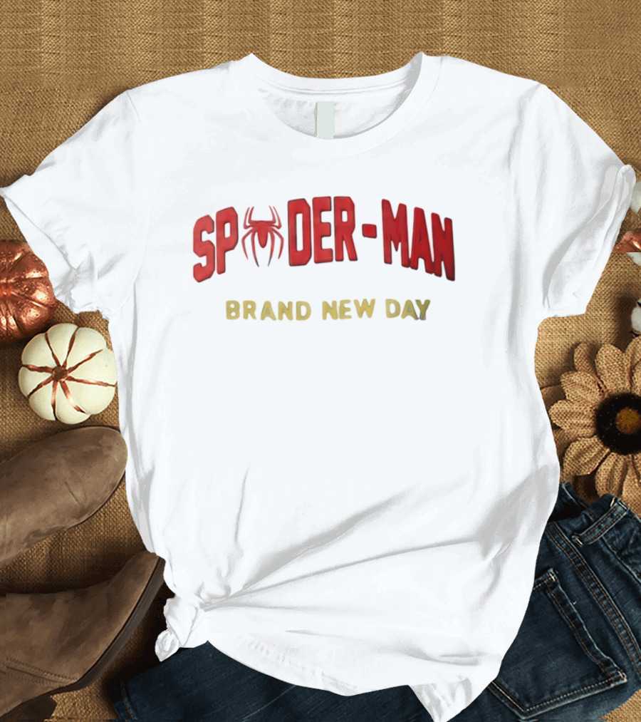 Spider Man Brand New Day Iconic Red Text With Spider T-Shirt
