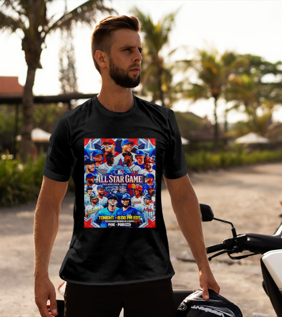 2026 MLB All Star Game Philadelphia Featured Stars And Team Jerseys Fox Coverage T-Shirt
