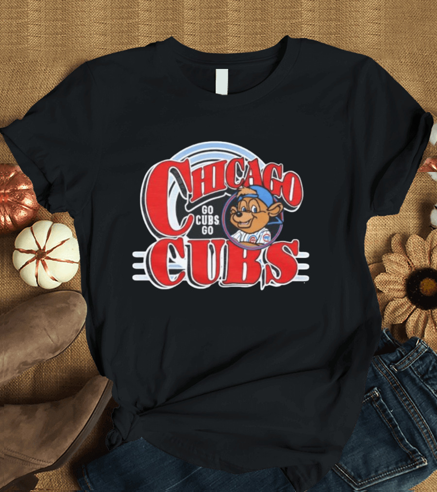 Chicago Cubs Go Cubs Go MLB With Bear In Cap T-Shirt