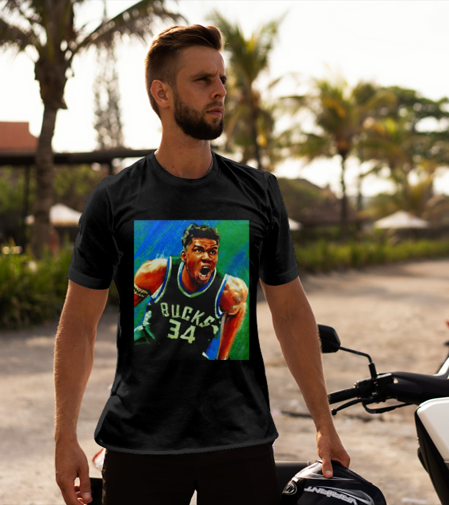 Giannis Antetokounmpo Bucks No 34 Jersey Art Basketball Star T-Shirt