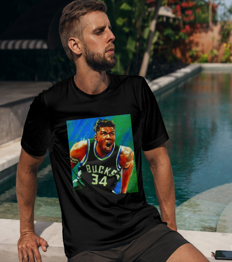 Giannis Antetokounmpo Bucks No 34 Jersey Art Basketball Star T-Shirt