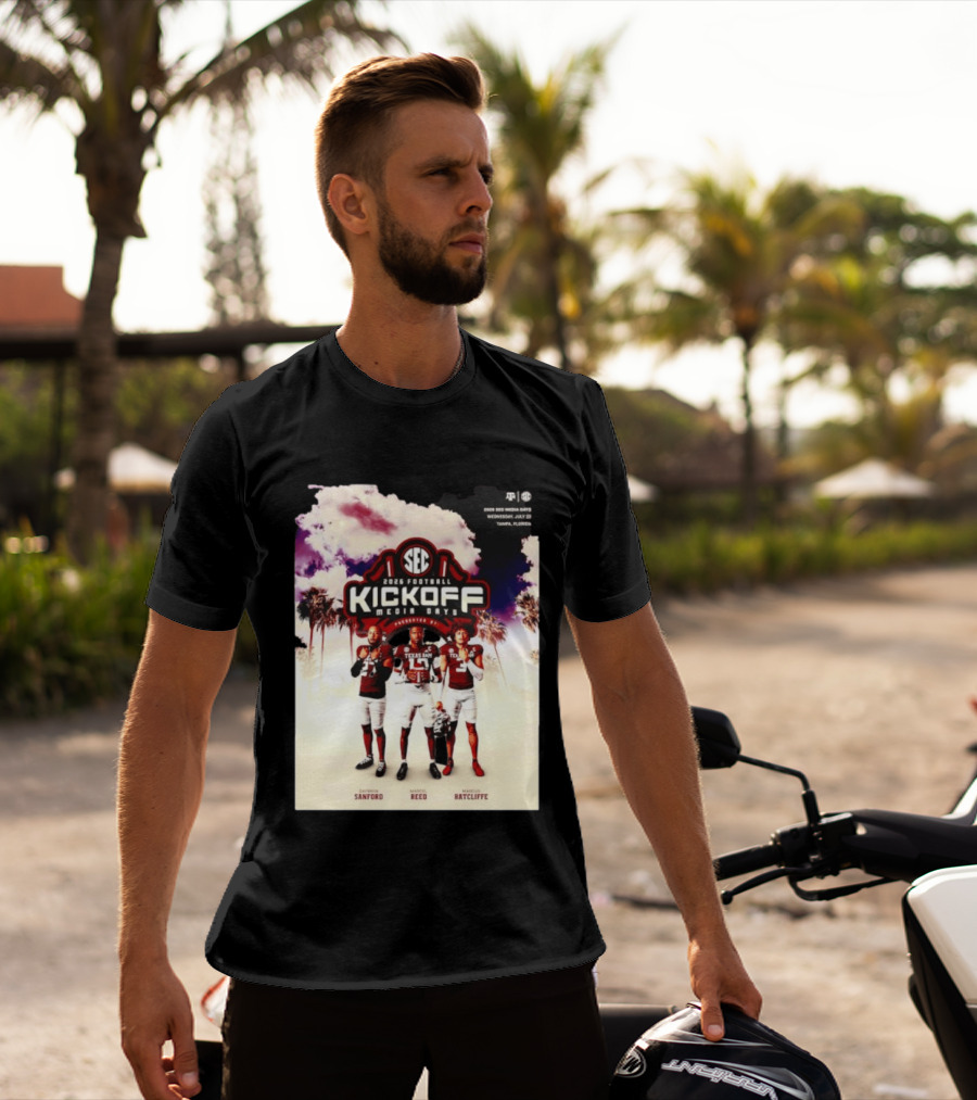 2026 Football SEC Kickoff Media Days Texas A&M Daymion Sanford Marcel Reed Marcus Ratcliffe T-Shirt