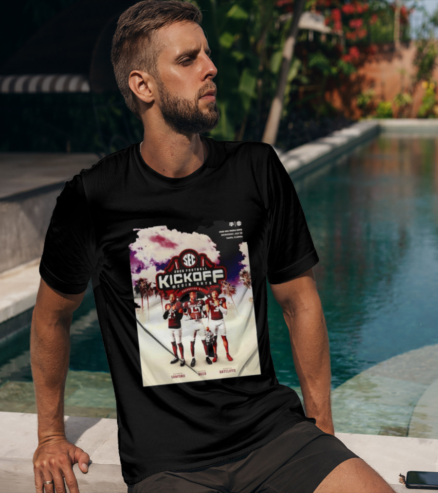 2026 Football SEC Kickoff Media Days Texas A&M Daymion Sanford Marcel Reed Marcus Ratcliffe T-Shirt