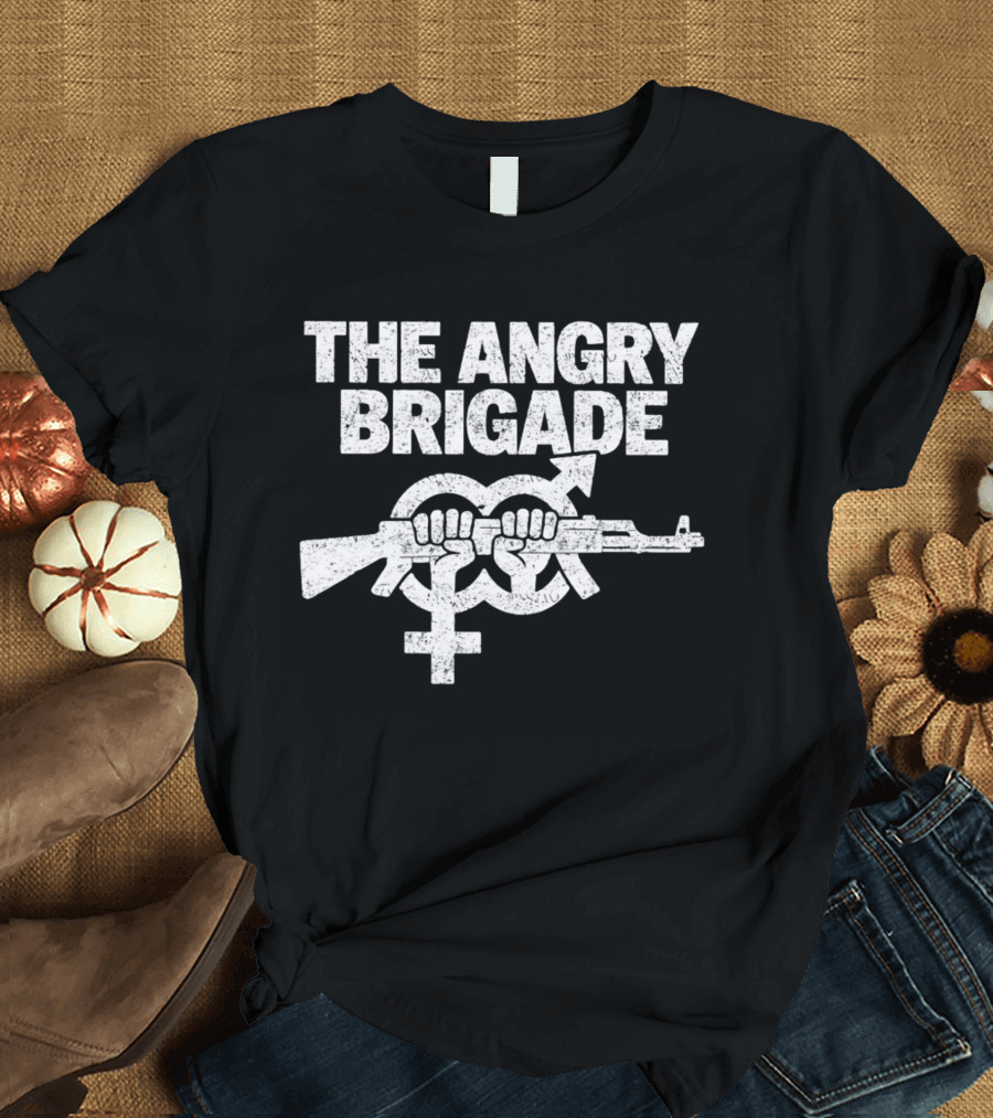 The Angry Brigade Symbol Fists Holding Rifle T-Shirt