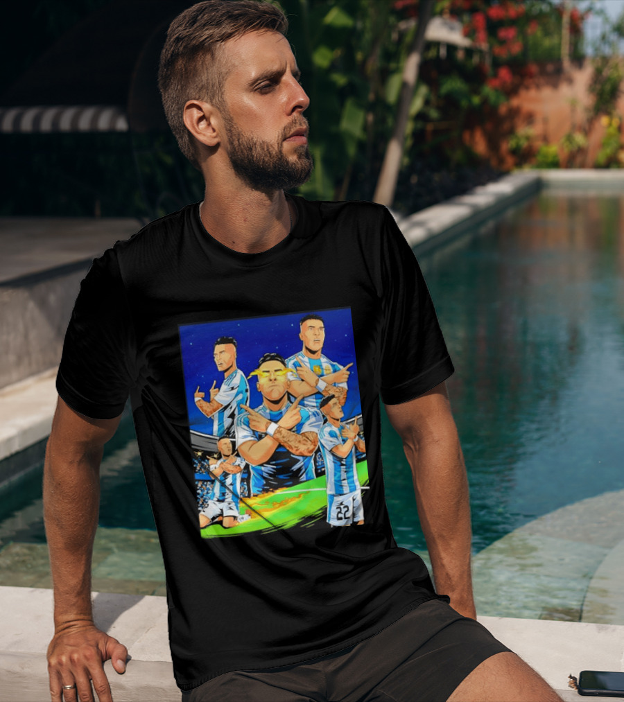 Lautaro Martinez Argentina National Team Collage Soccer Star Celebration T-Shirt