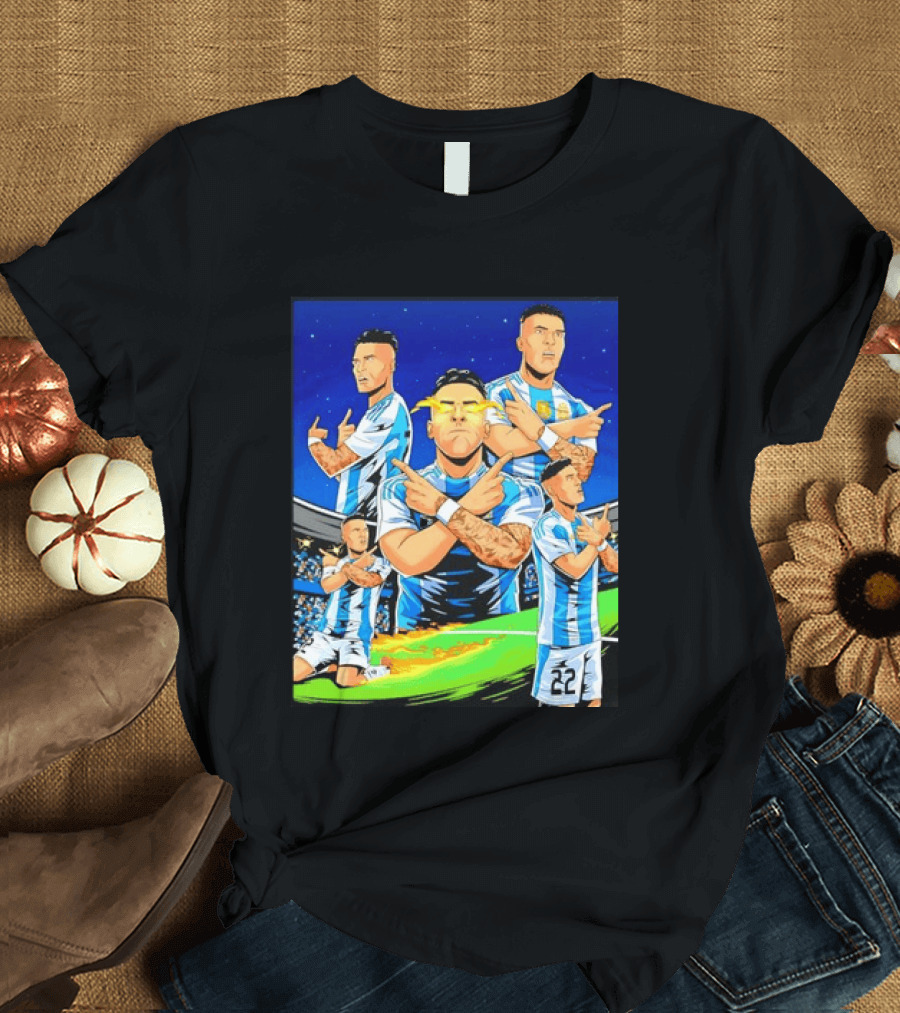 Lautaro Martinez Argentina National Team Collage Soccer Star Celebration T-Shirt