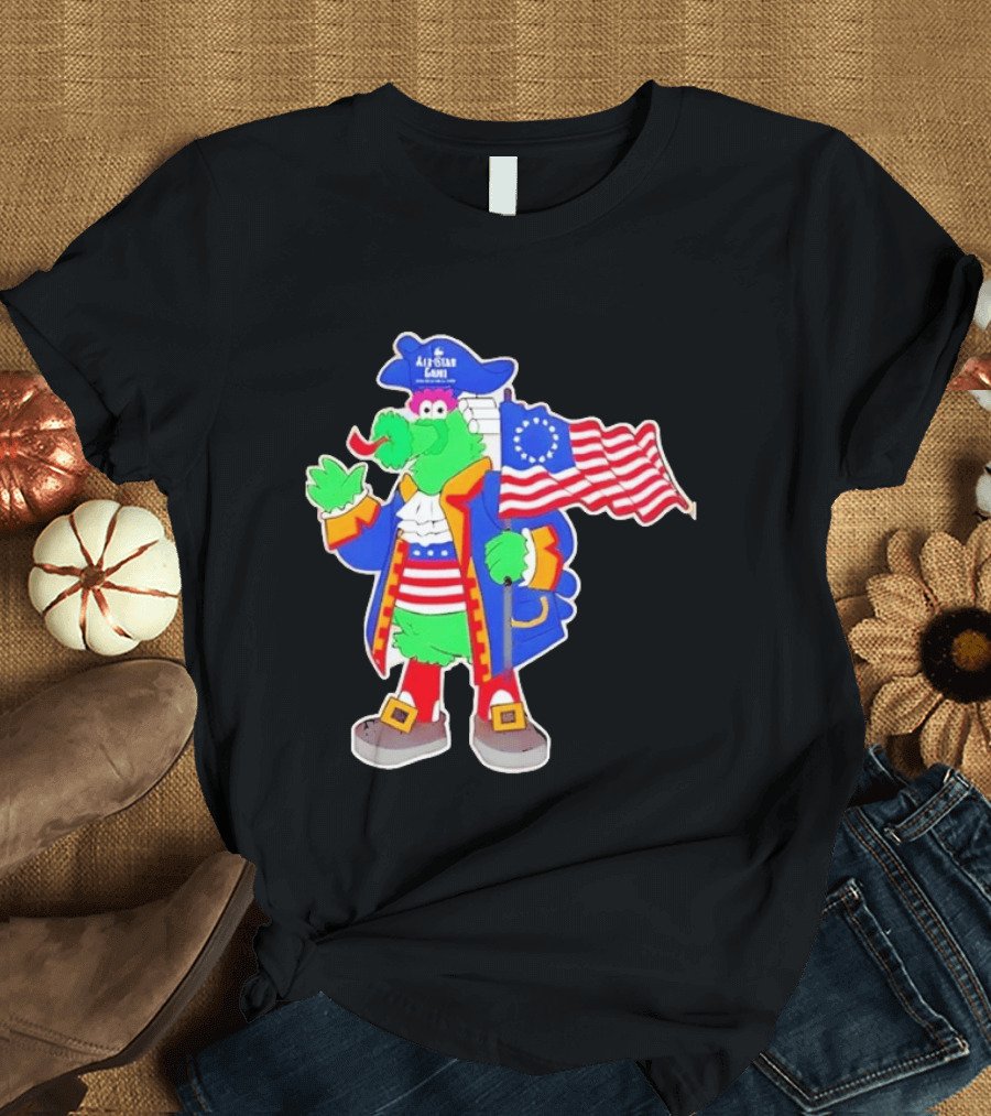Phillie Phanatic Patriotic 2026 All Star Game Philadelphia Phillies American Flag MLB T-Shirt