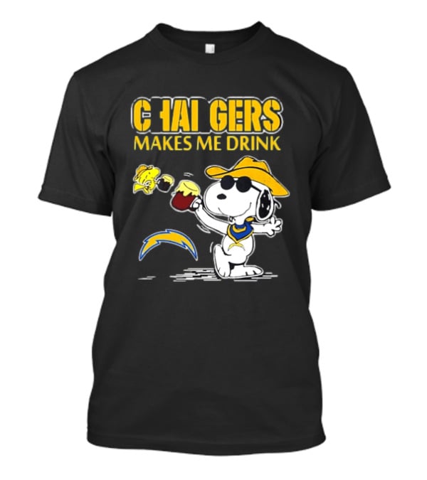 Snoopy Drinking Beer Chargers Makes Me Drink T-Shirt
