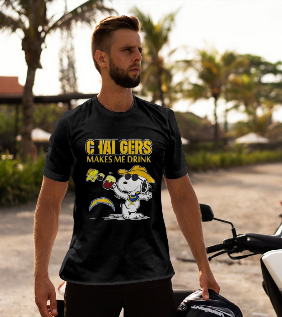 Snoopy Drinking Beer Chargers Makes Me Drink T-Shirt