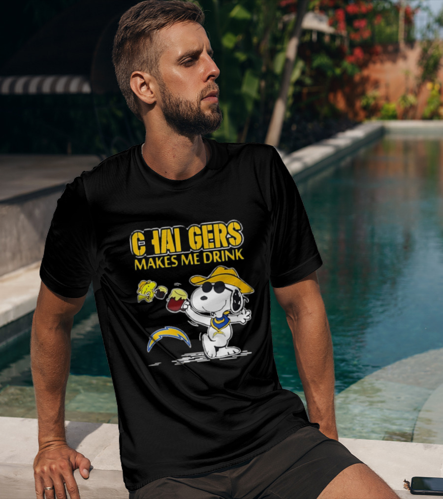 Snoopy Drinking Beer Chargers Makes Me Drink T-Shirt