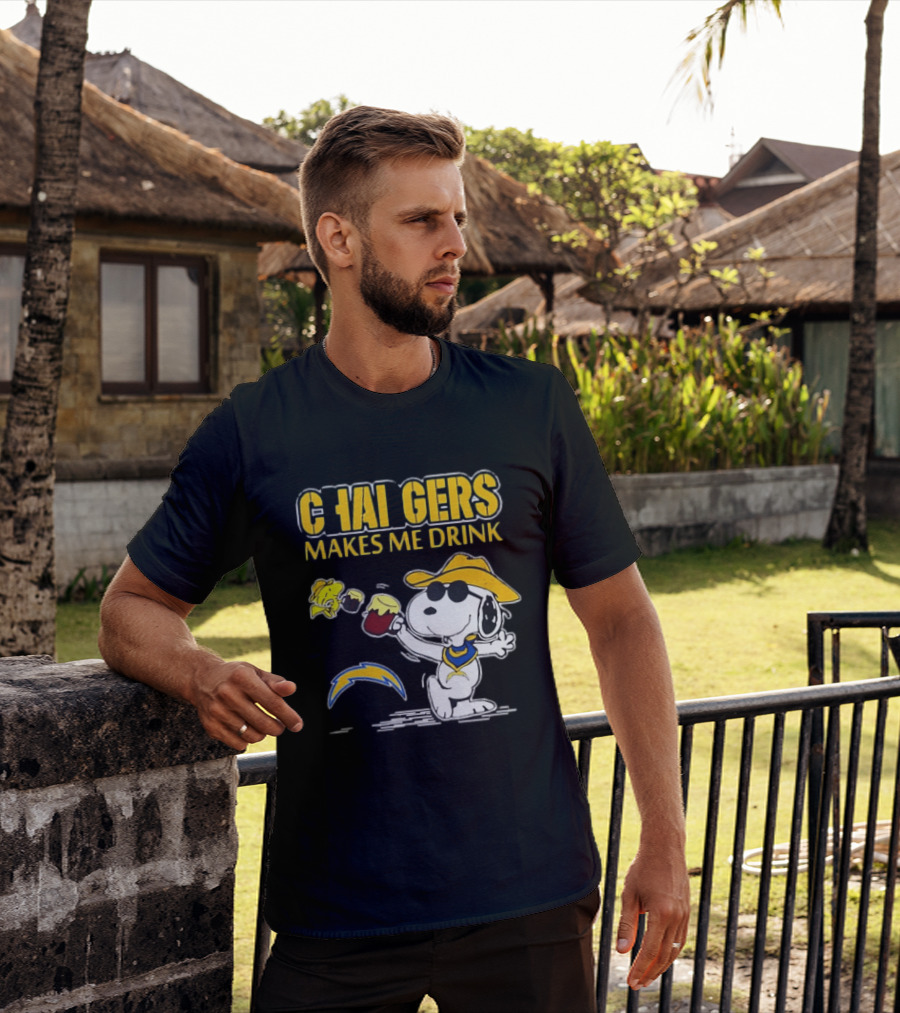 Snoopy Drinking Beer Chargers Makes Me Drink T-Shirt