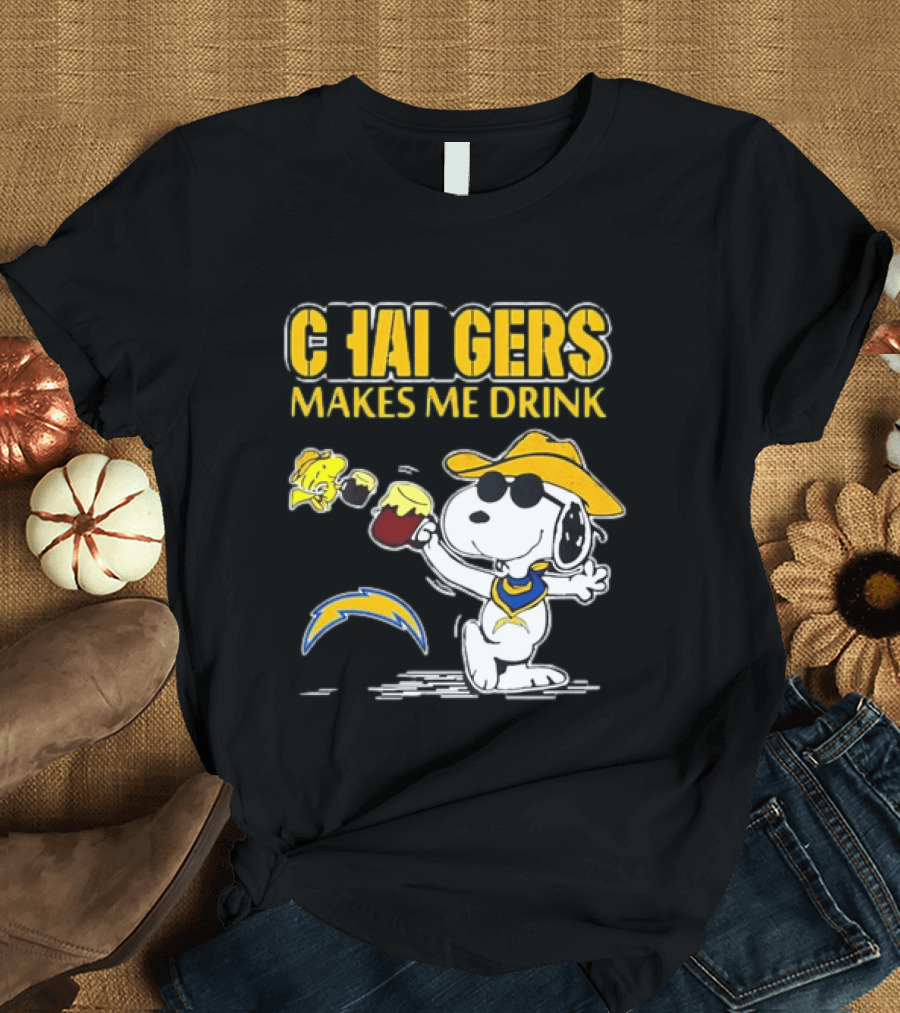 Snoopy Drinking Beer Chargers Makes Me Drink T-Shirt