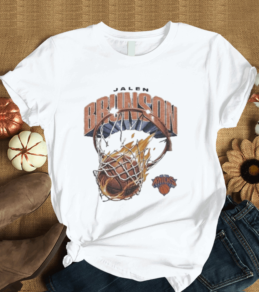 Jalen Brunson New York Knicks Basketball On Fire T-Shirt