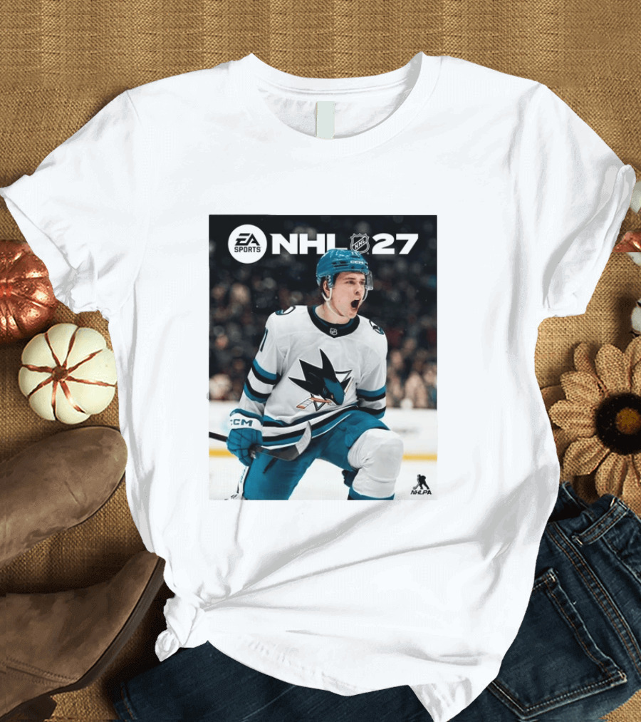 EA Sports NHL 27 Macklin Celebrini San Jose Sharks Cover Athlete NHLPA T-Shirt
