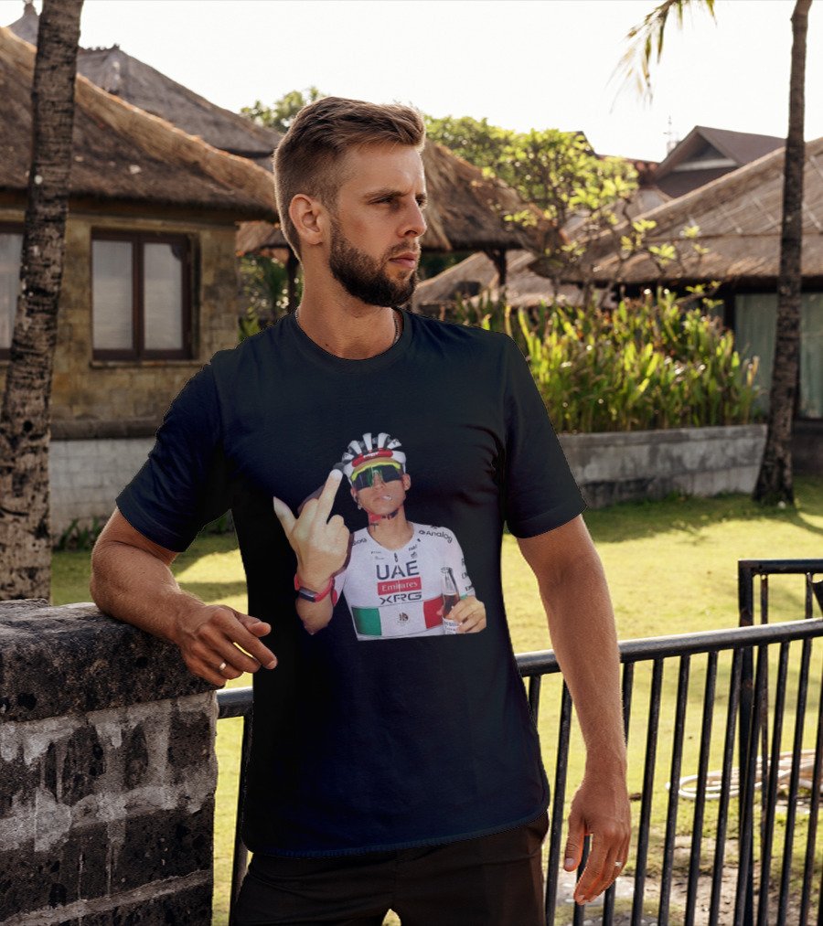 UAE Emirates Cyclist Isaac Del Toro Middle Finger Smoking With Beer T-Shirt