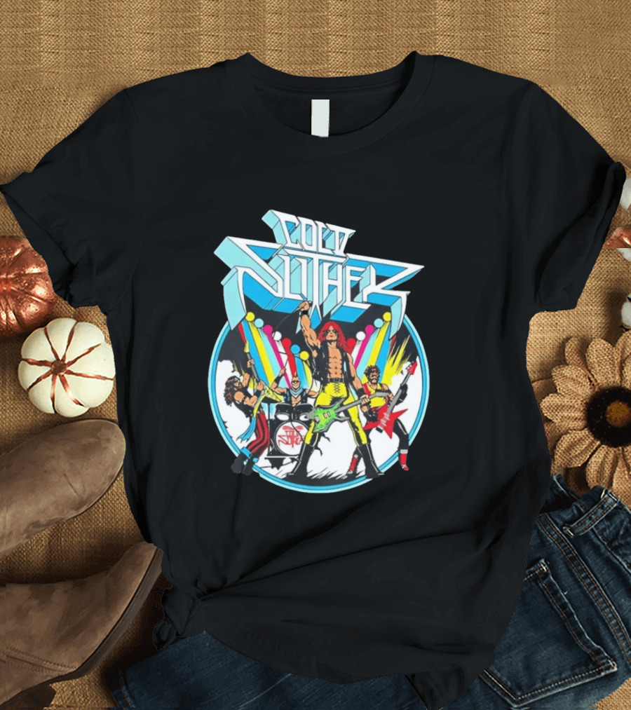 Cold Slither Band Members Rocking Live Performance Retro Vibes T-Shirt