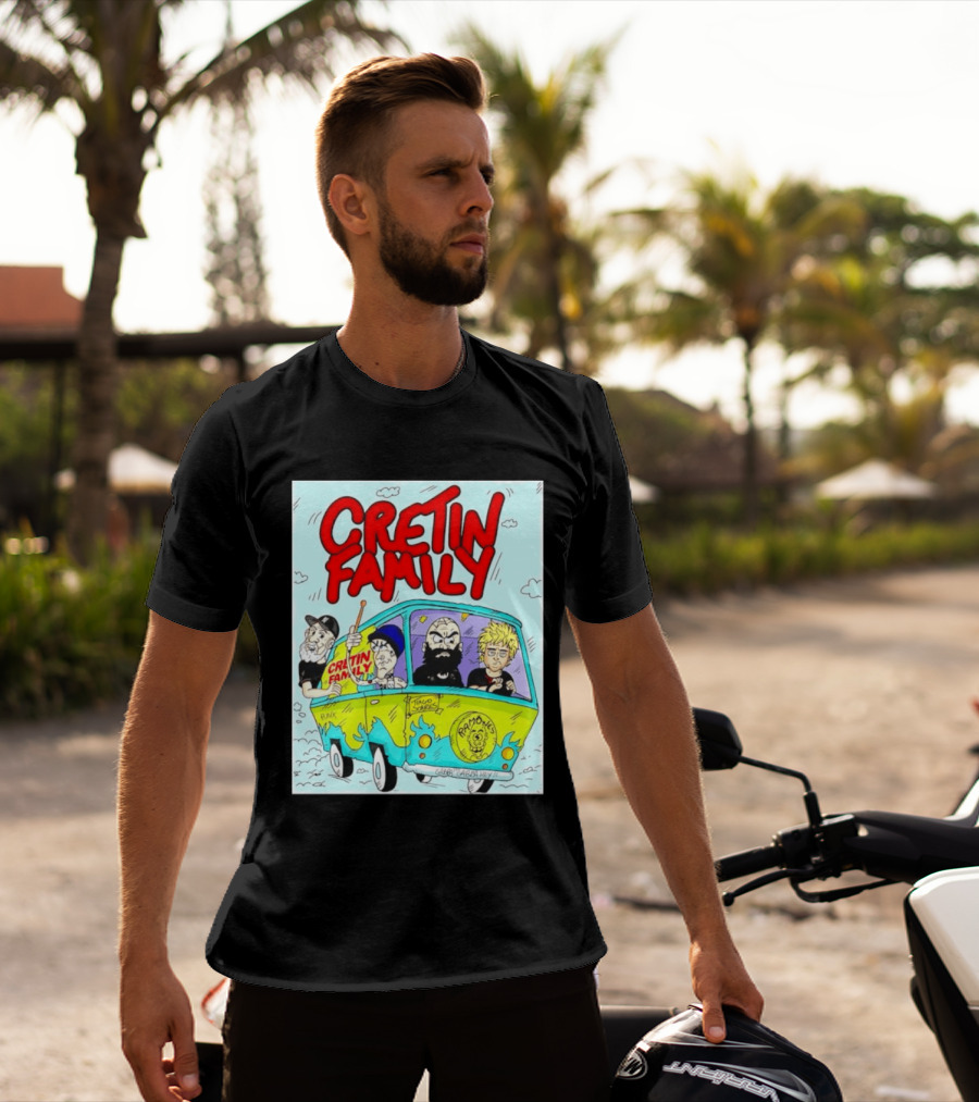 Cretin Family Punk Ramones Gabba Gabba Hey Van Cartoon T-Shirt
