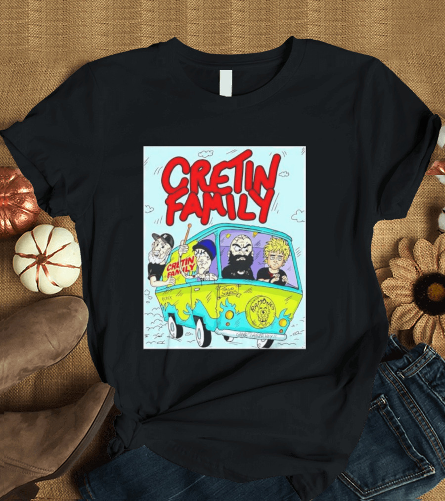 Cretin Family Punk Ramones Gabba Gabba Hey Van Cartoon T-Shirt