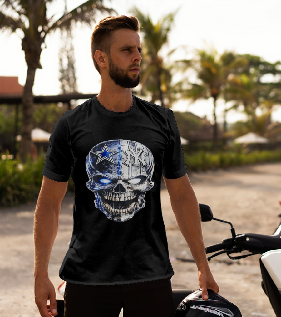 Dallas Cowboys Star New York Yankees Skull T-Shirt