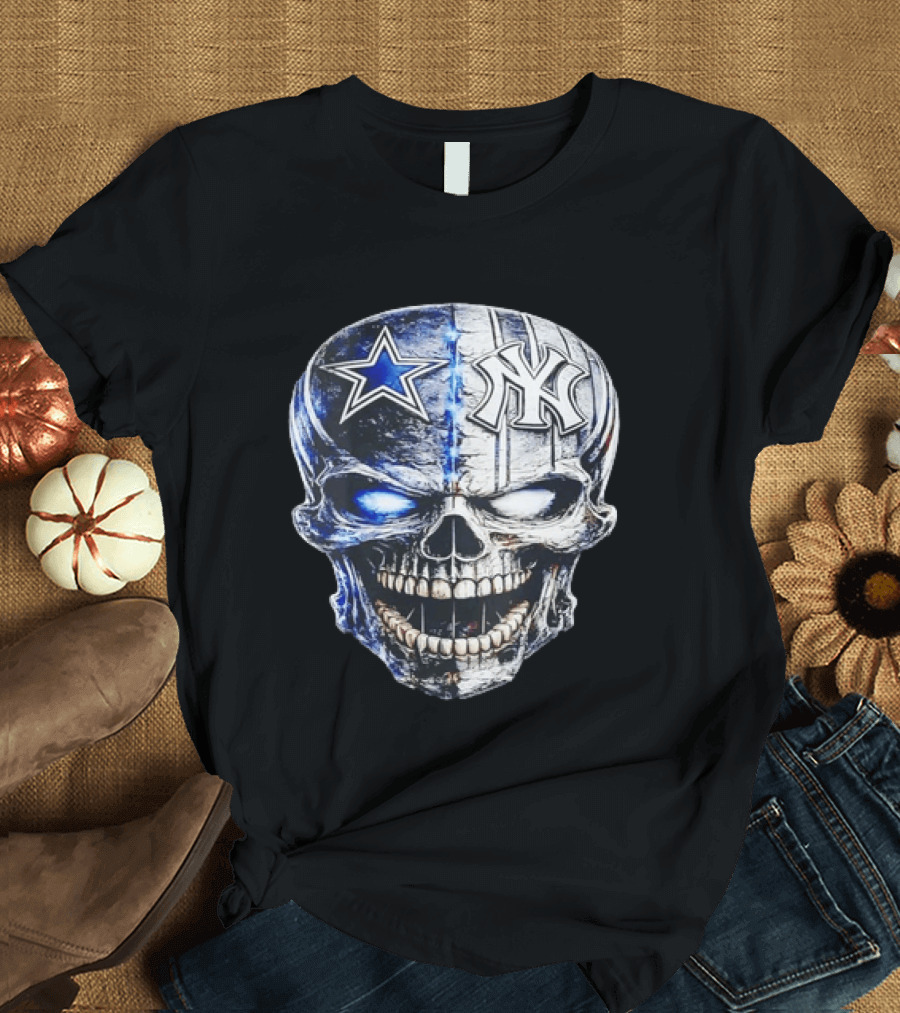 Dallas Cowboys Star New York Yankees Skull T-Shirt