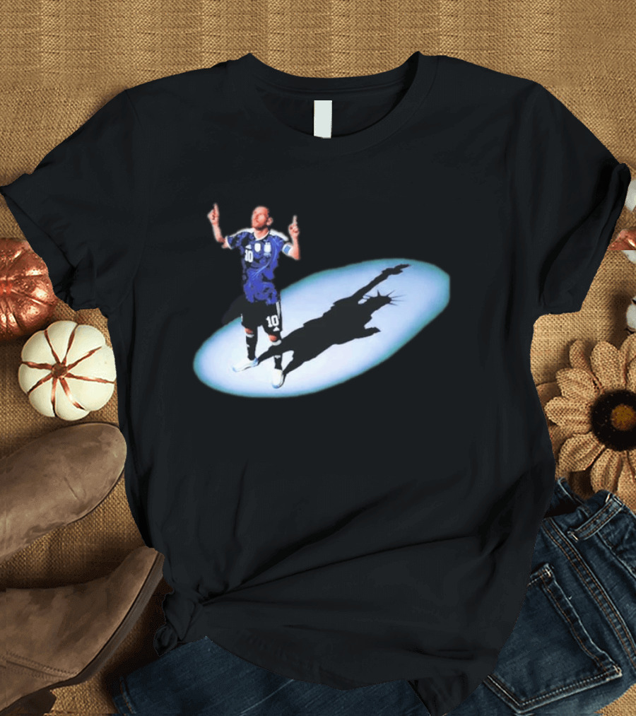 Lionel Messi Iconic Argentina Celebration With Liberty Shadow T-Shirt