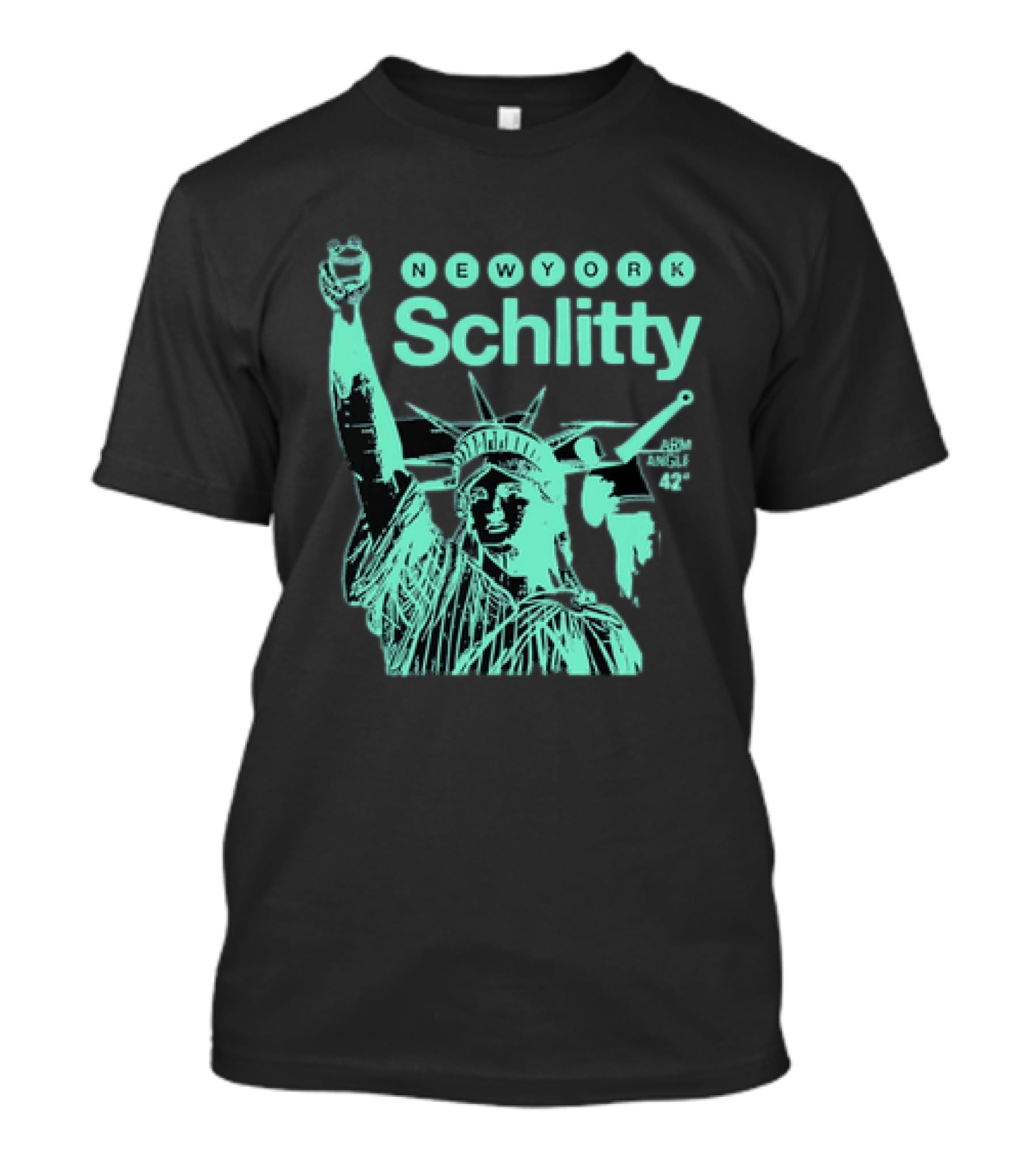 New York Schlitty Statue Liberty ARM Angle New York Baseball T-Shirt
