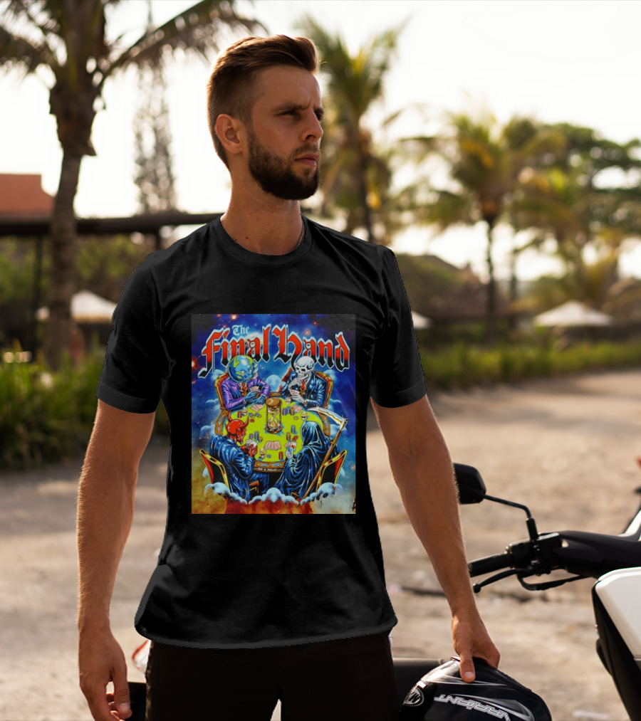 The Final Hand Poker Game Skeleton Grim Reaper Skull Players Atmosphere T-Shirt