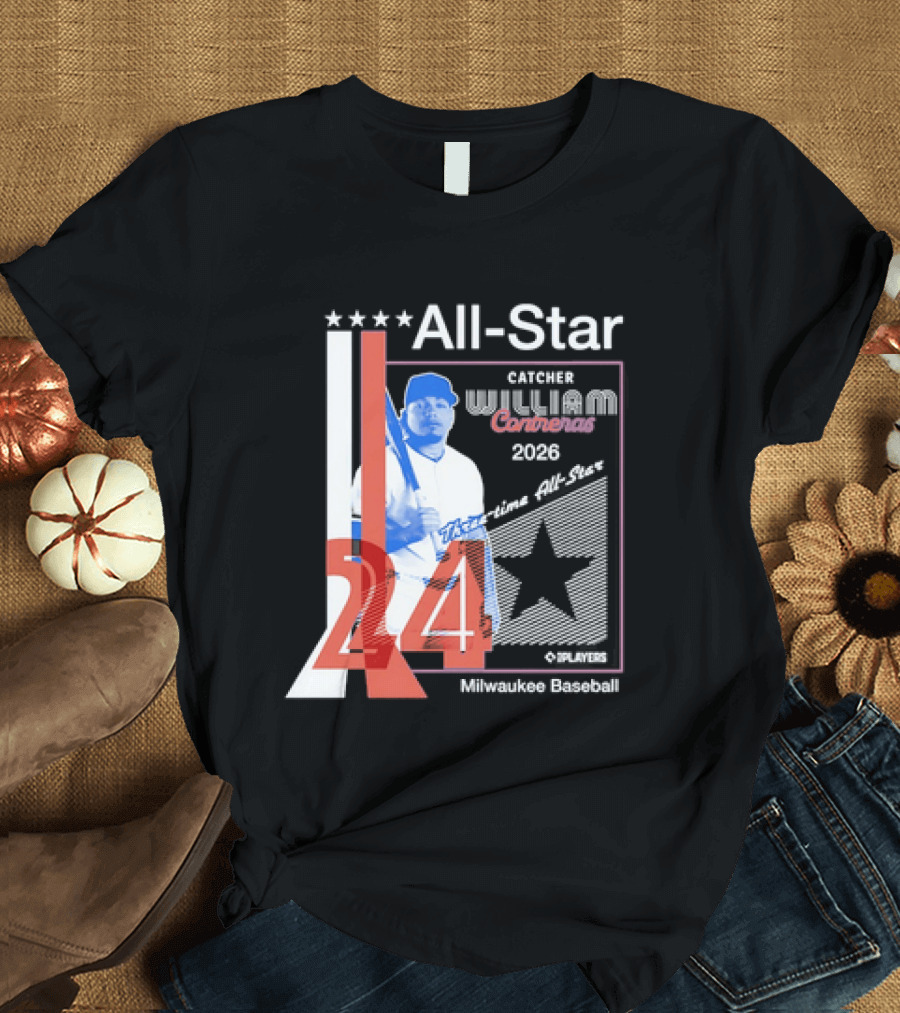 All Star Catcher William Contreras Milwaukee Baseball 2026 24 Three Time T-Shirt
