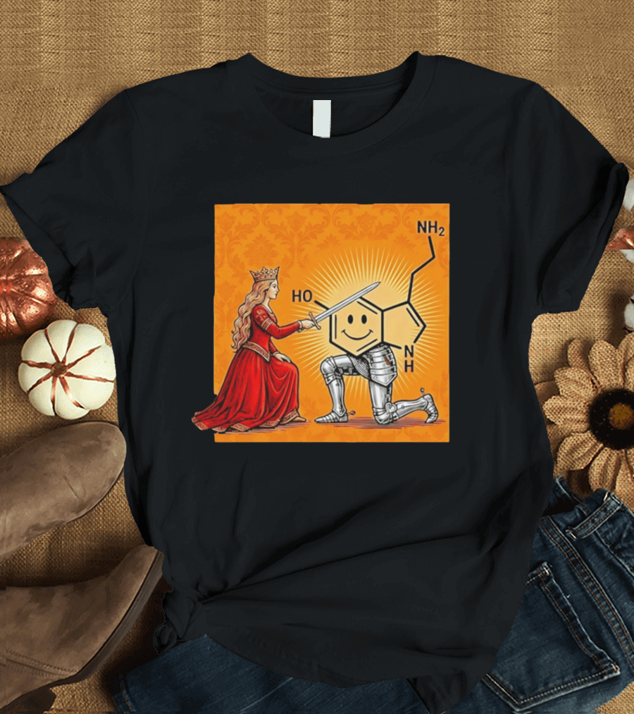 Sir Otonin Serotonin Molecule Knight Queen Chemistry T-Shirt
