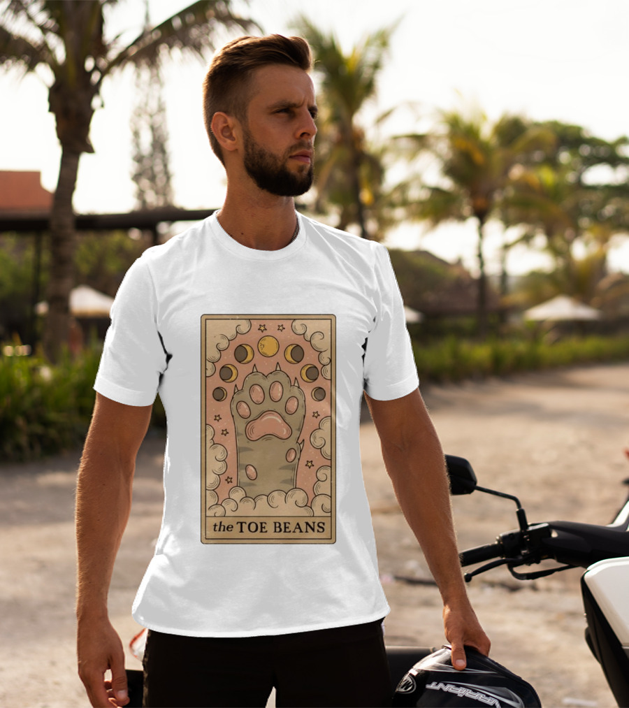 Cat Paw Toe Beans Tarot Moon Phases Card T-Shirt