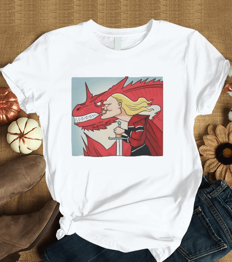 Haaland Norway Dragon Rider Caricature T-Shirt