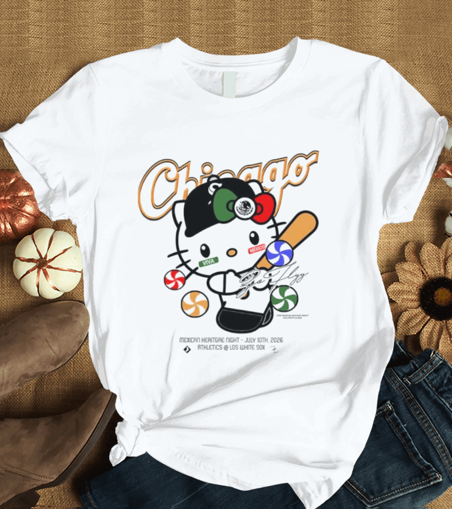 Hello Kitty Chicago White Sox Mexican Heritage Night July 10 2026 Athletics Los White Sox T-Shirt