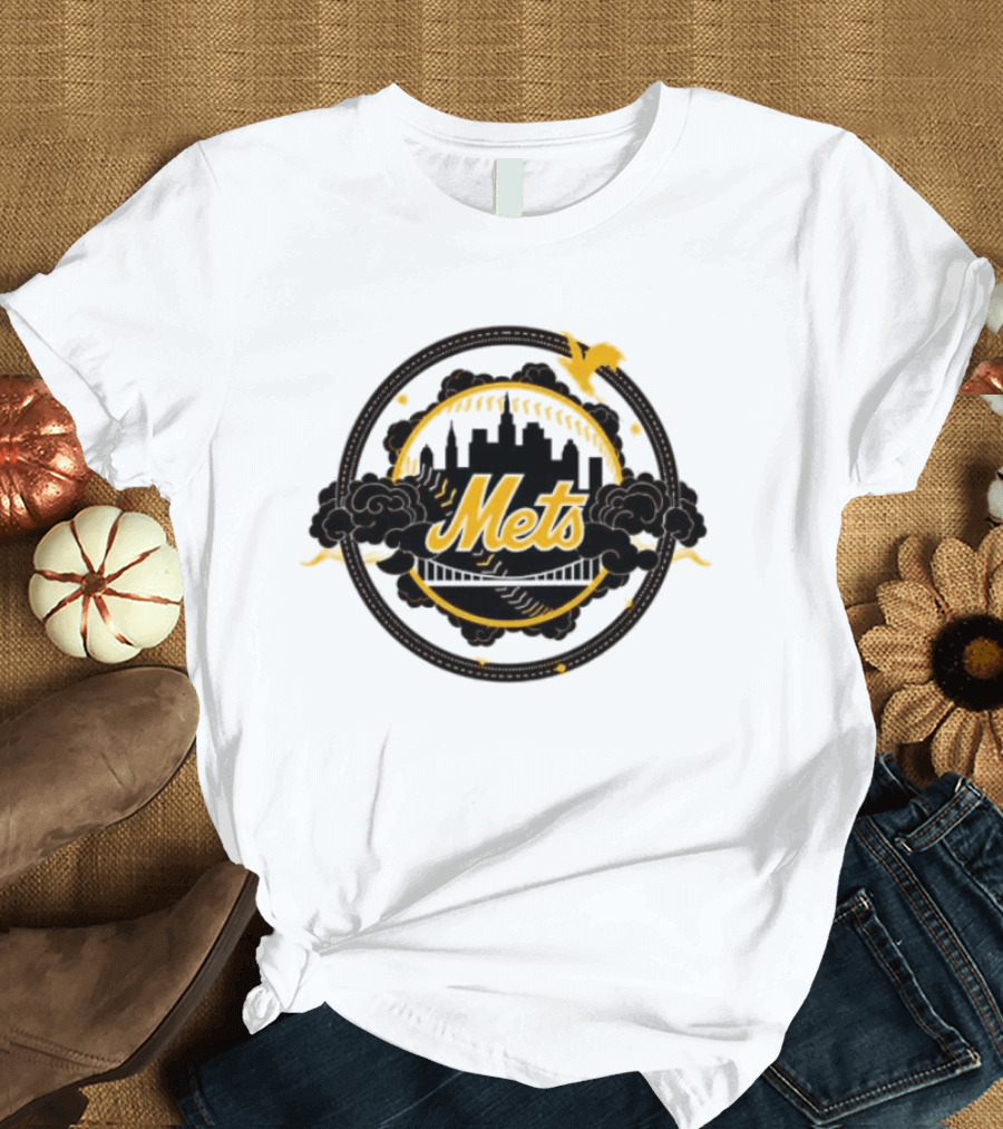 New York Mets MLB Skyline Baseball Bridge T-Shirt