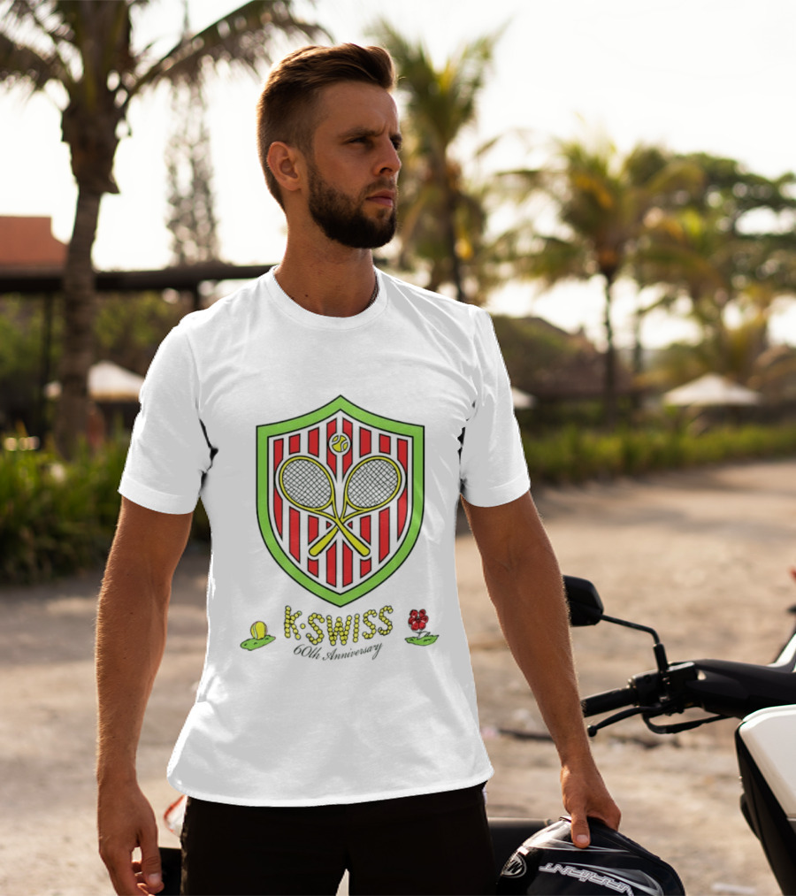 K Swiss 60th Anniversary Tennis Racquets Shield Retro Sports T-Shirt