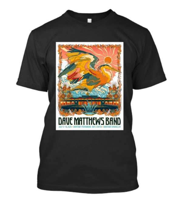 Dave Matthews Band July 17 18 2026 Saratoga Performing Arts Center Heron Art Saratoga Springs NY T-Shirt