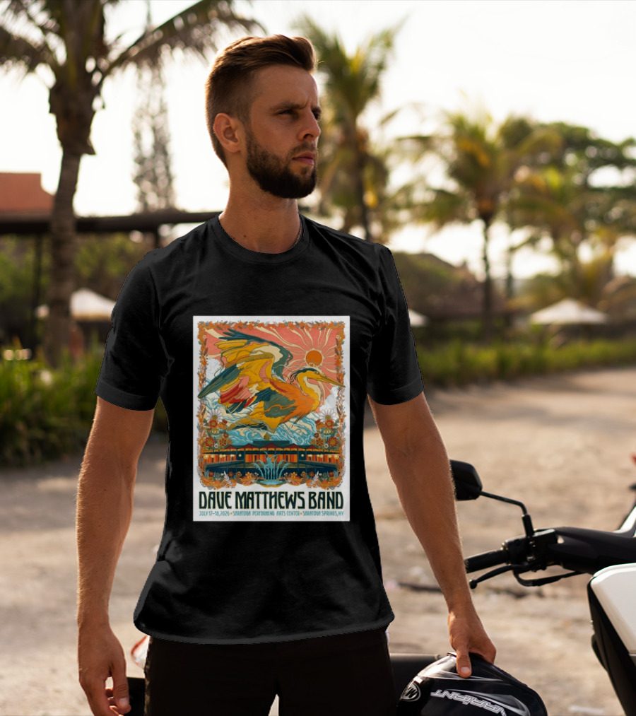 Dave Matthews Band July 17 18 2026 Saratoga Performing Arts Center Heron Art Saratoga Springs NY T-Shirt